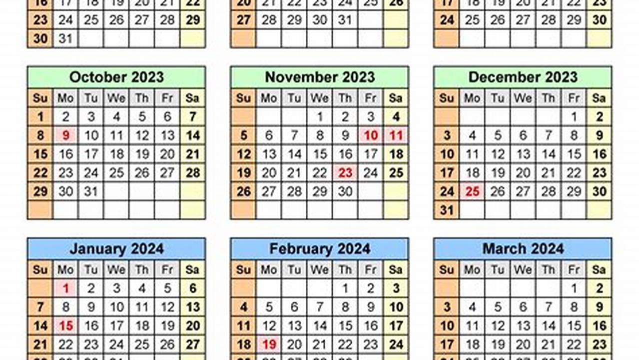 August 2023 To June 2024 Calendar Template