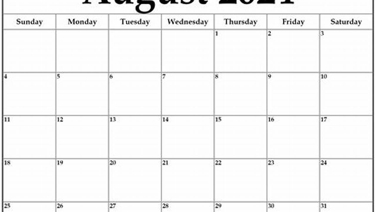 August 2024 Weekly Calendar