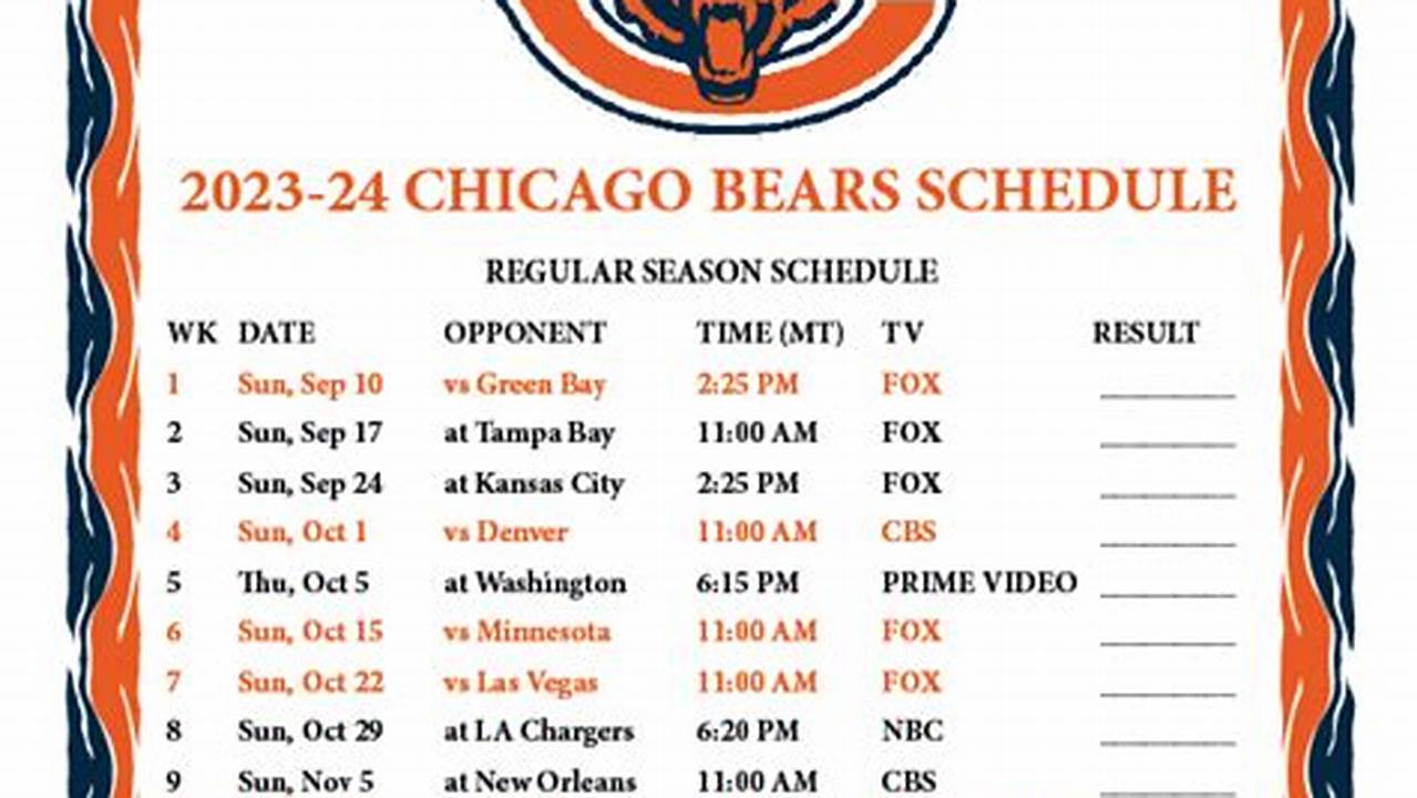 Bears 2024 Season Schedule