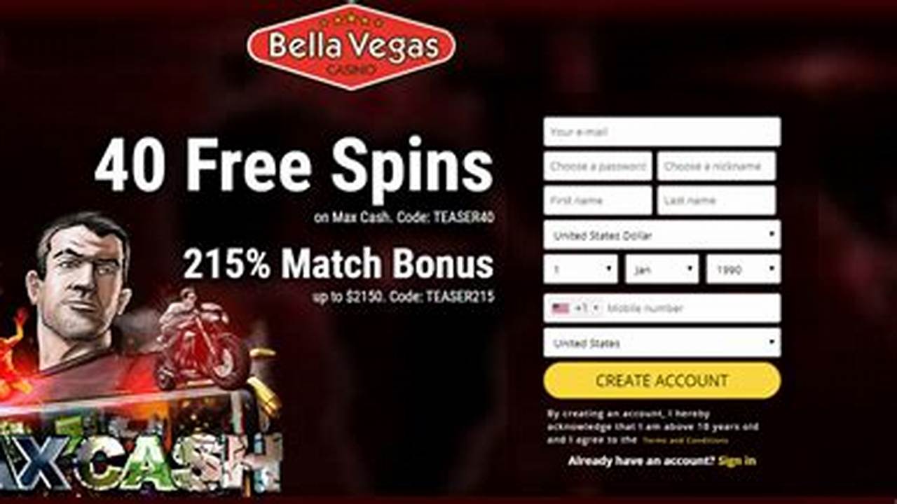 Bella Vegas $100 No Deposit Bonus Codes 2024