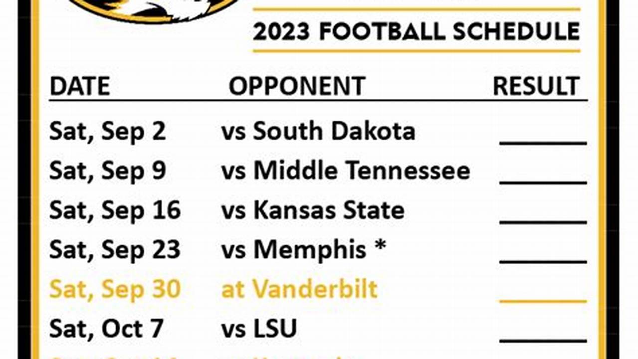 Below Is Mizzou&#039;s 2023 Schedule., 2024