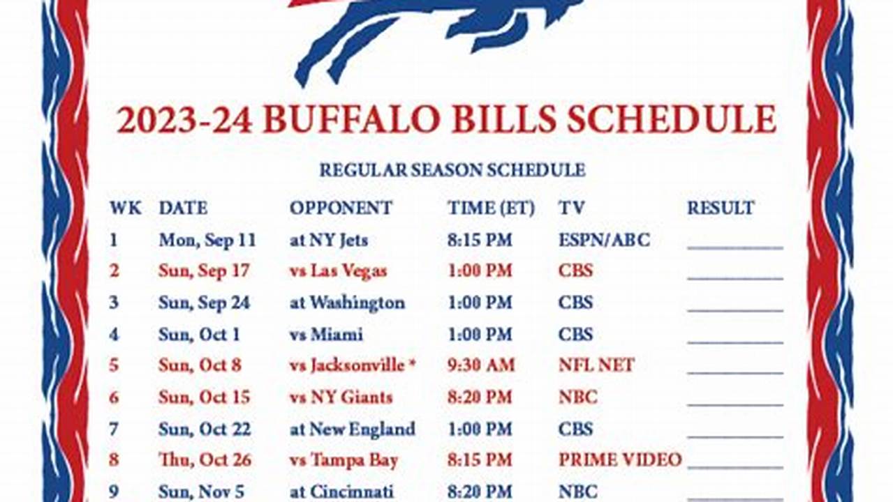 Bills Schedule 2024-24