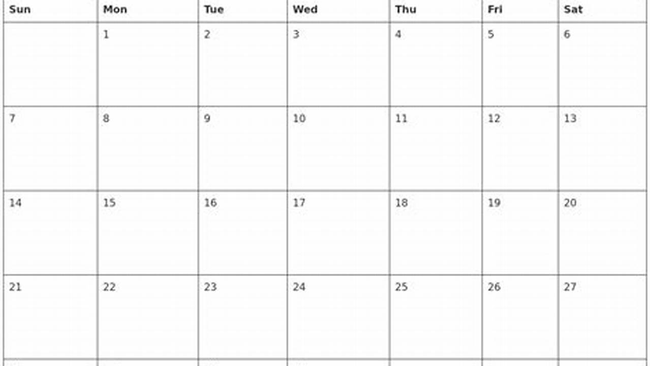 Blank Calendar For July 2024