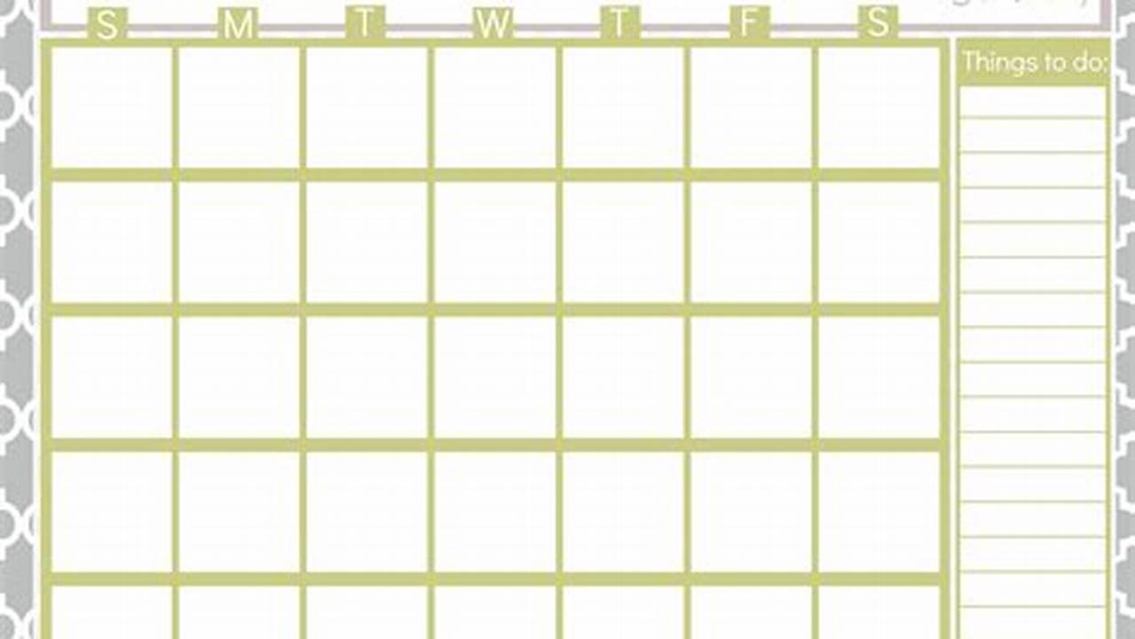 Blank Calendar To Fill In And Print