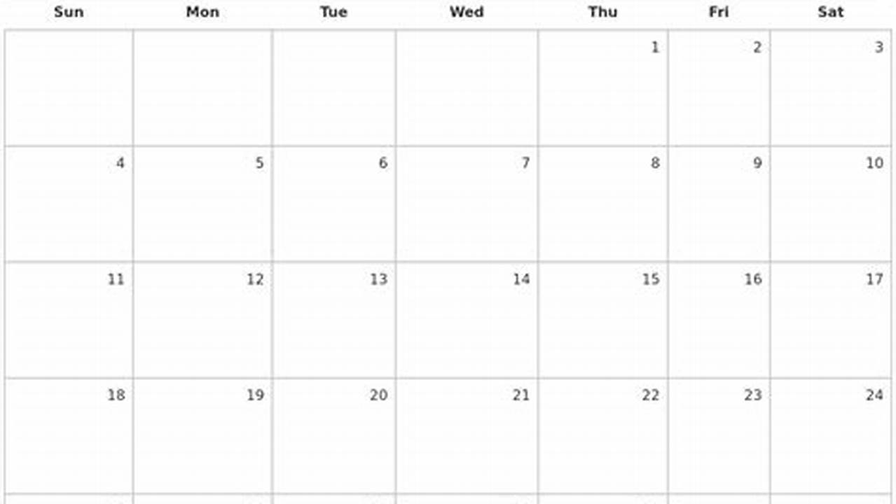 Blank February 2024 Calendar Printable Free