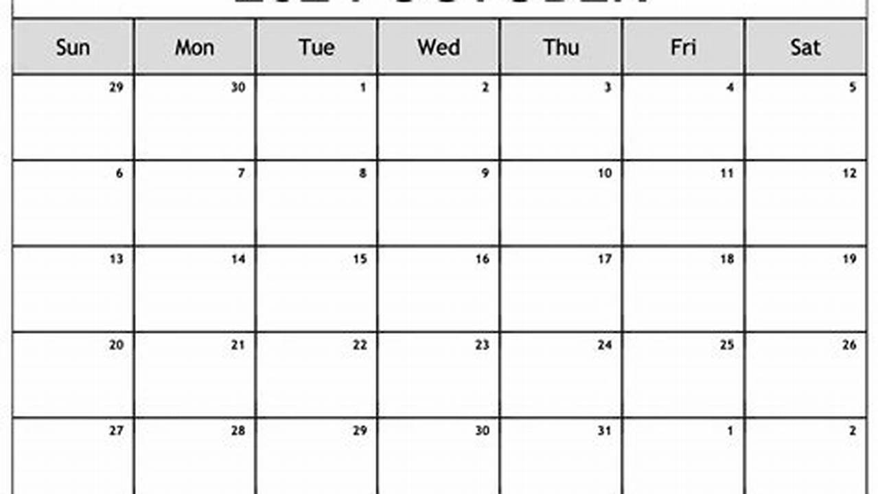 Blank October 2024 Calendar Page