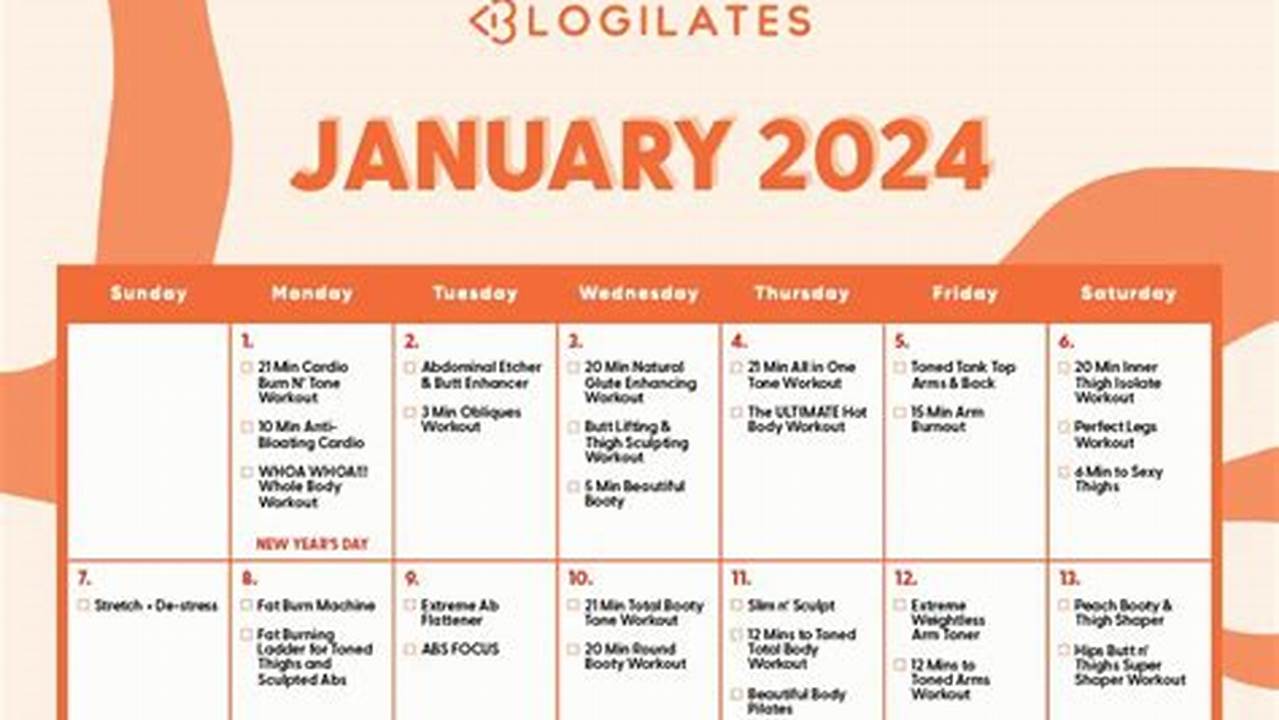 Blogilates January 2024 Calendar
