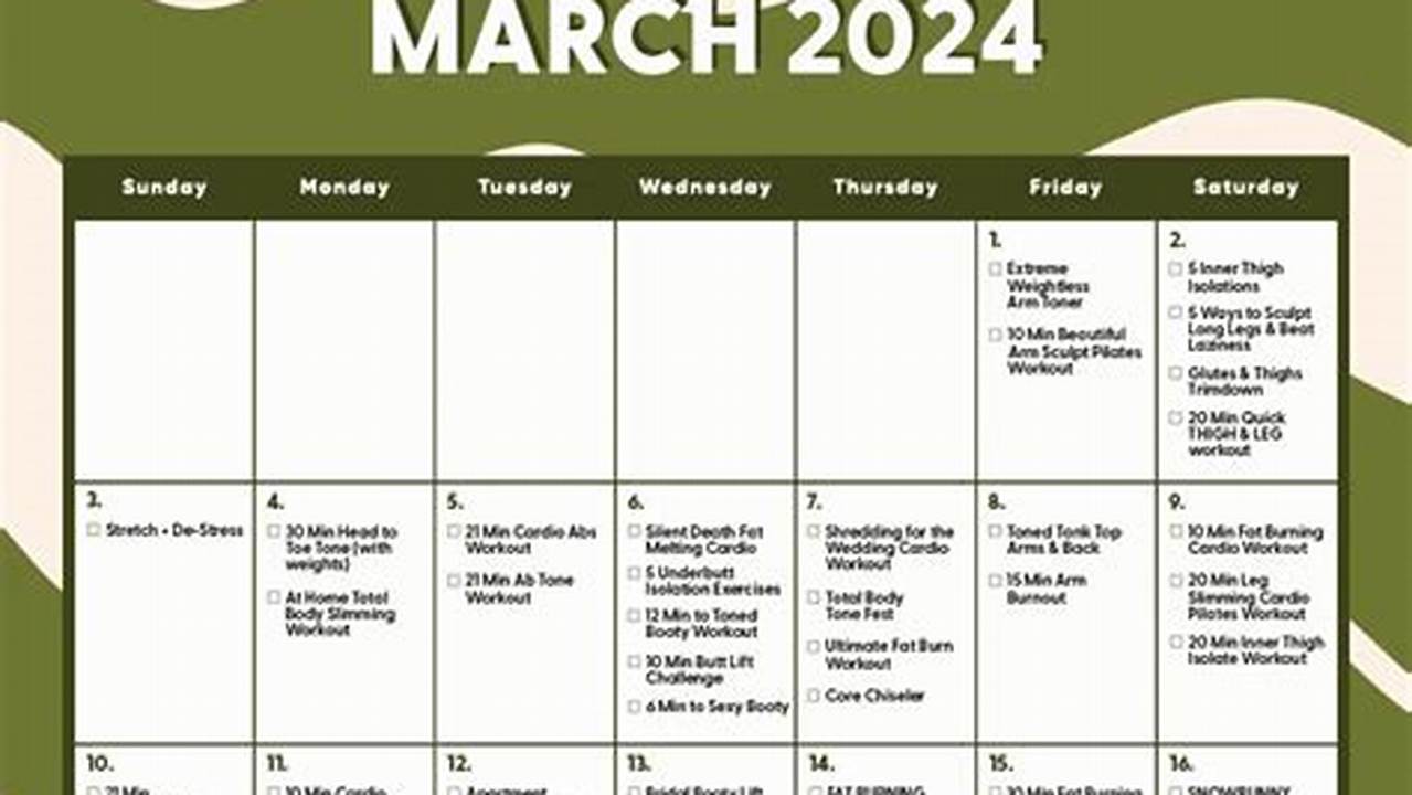Blogilates March 2024 Calendar Google