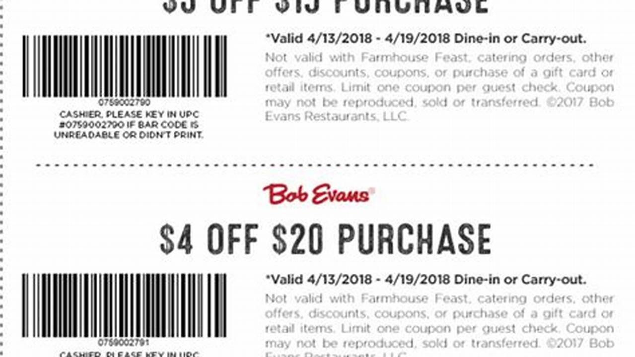 Bob Evans Coupons 2024 Printable