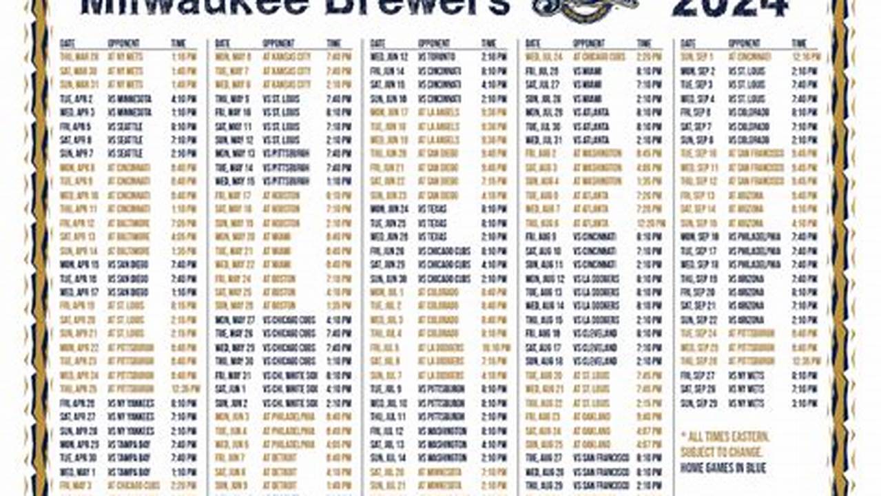 Brewer Schedule 2024