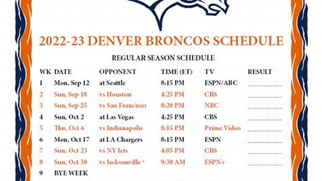 Broncos Printable 2024 2024 Scheduler