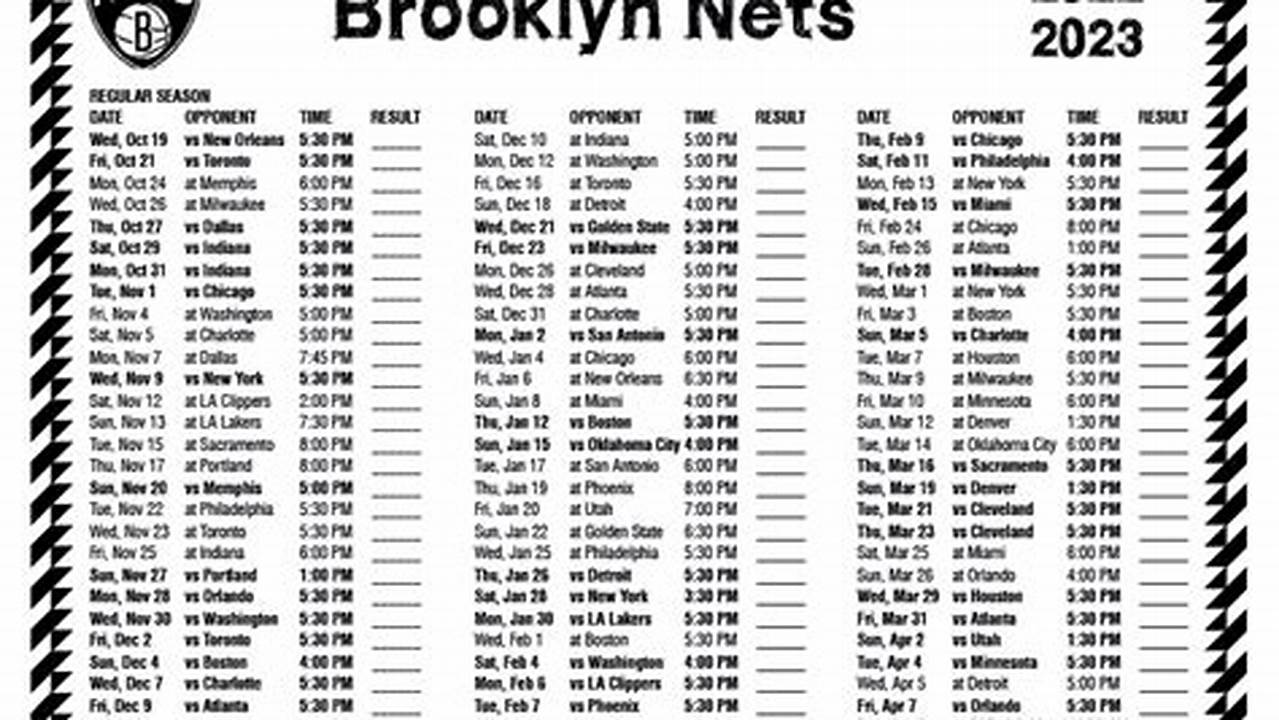 Brooklyn Nets 2024-24 Schedule