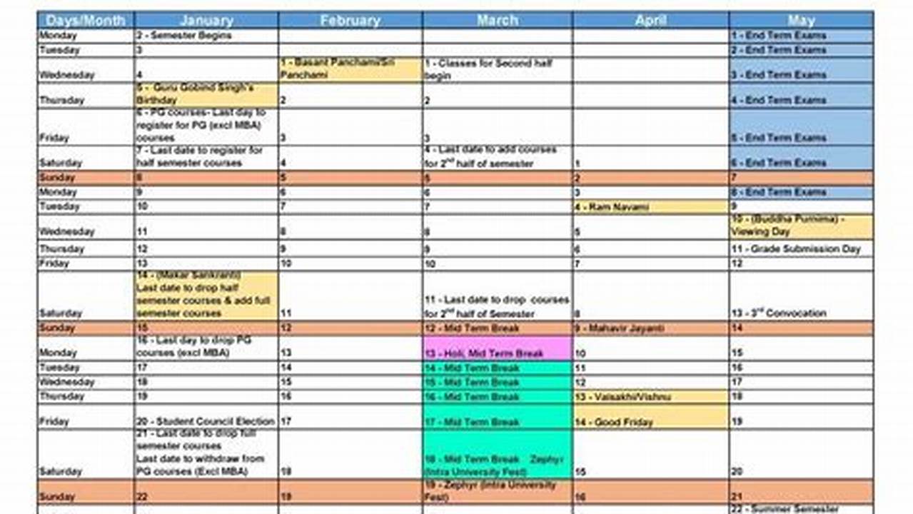Bu Activities Calendar