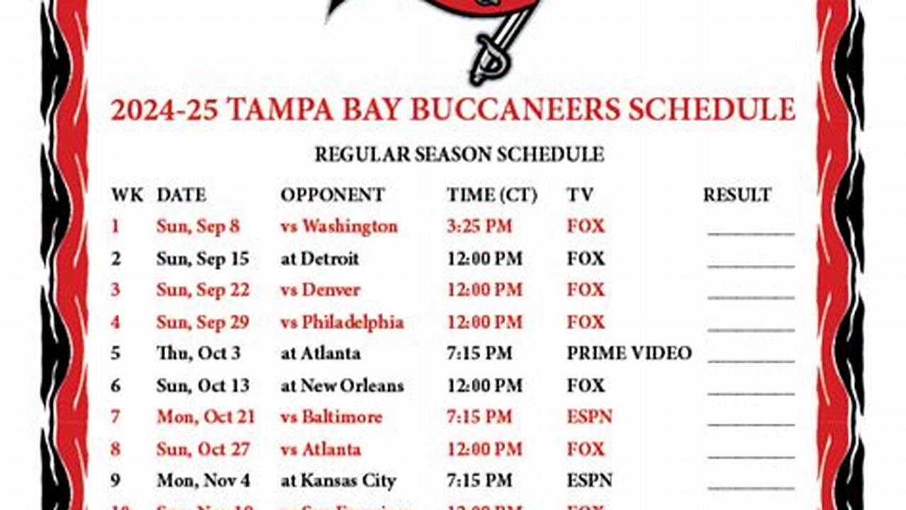 Buccaneers 2024 Schedule