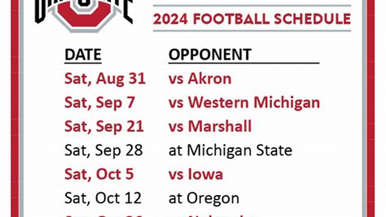 Buckeye Football 2024 Schedule Today