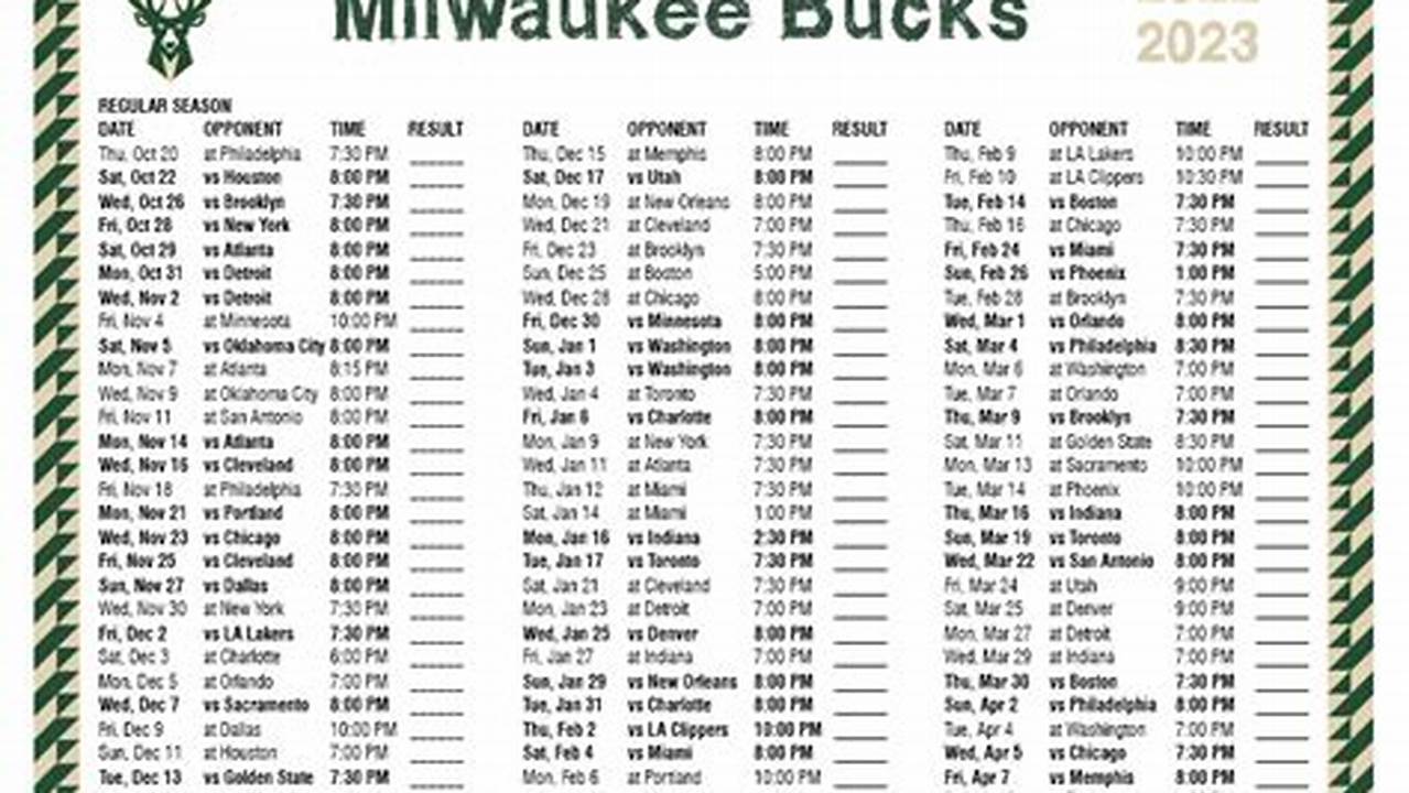 Bucks Game Schedule 2024