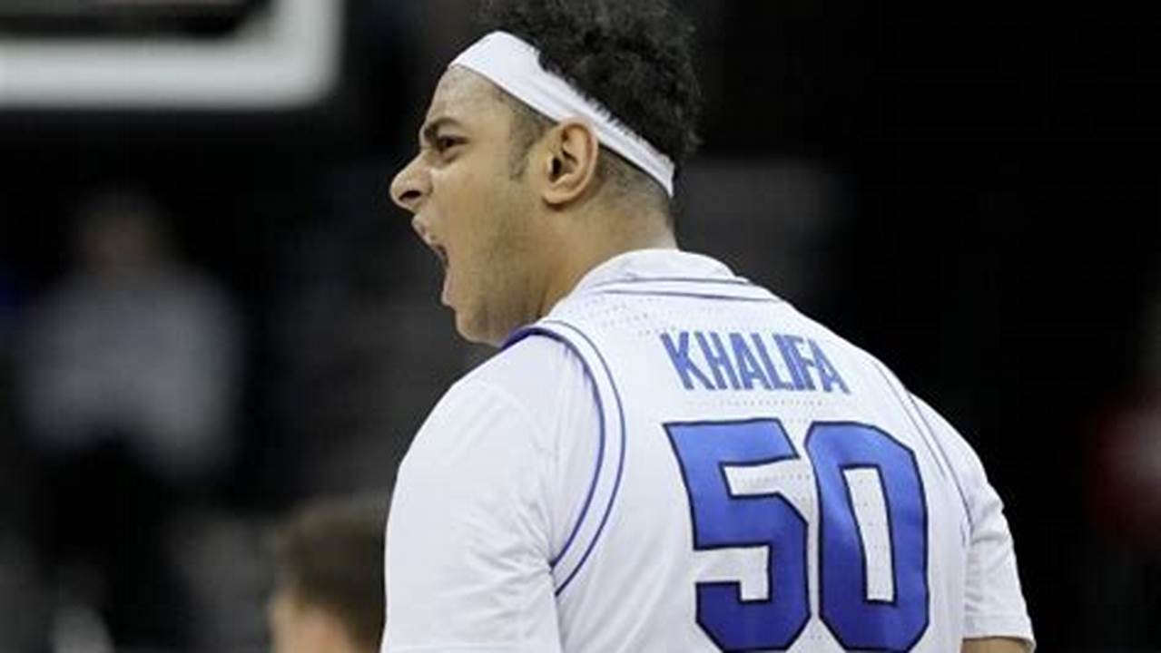 Byu Center Aly Khalifa Celebrates After Making A Basket During The First Half Of An Ncaa College Basketball Game Against Ucf Wednesday, March 13,., 2024