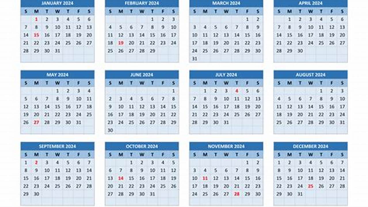 Calendar 2024 All Months In One Page
