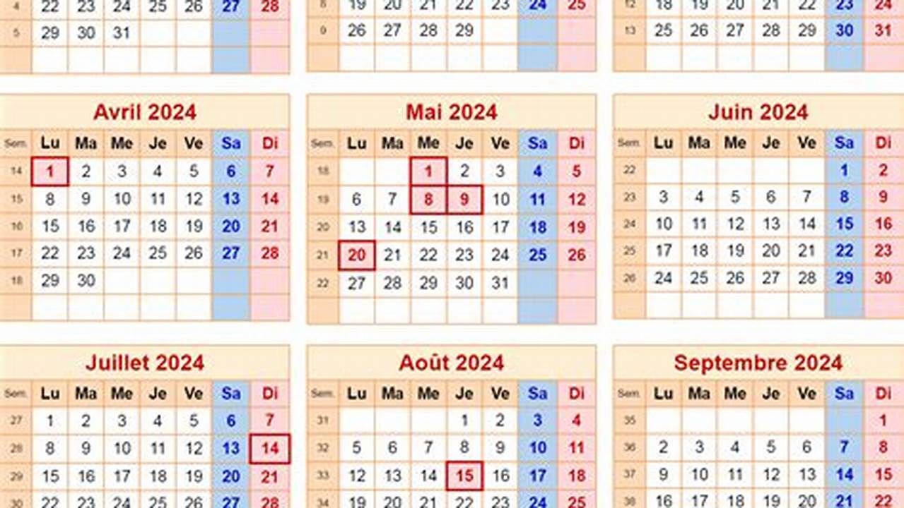 Calendar 2024 France