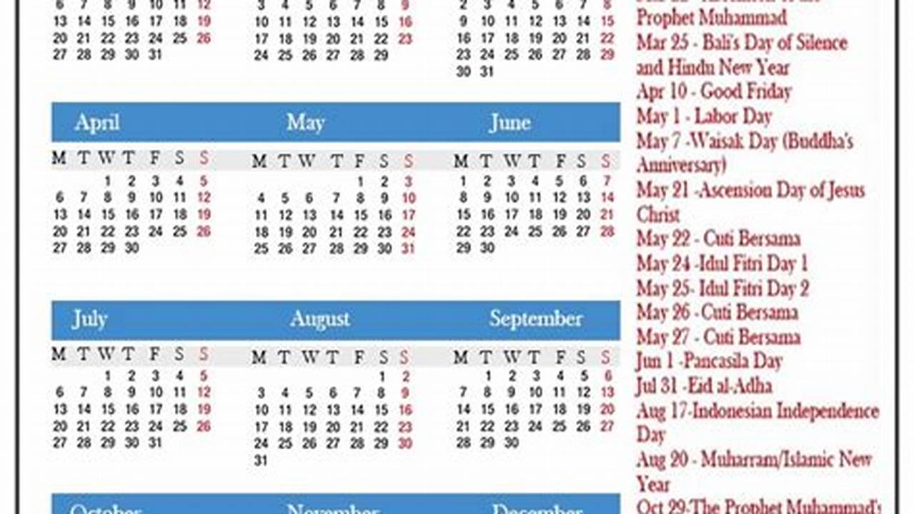 Calendar 2024 Indonesia Public Holidays