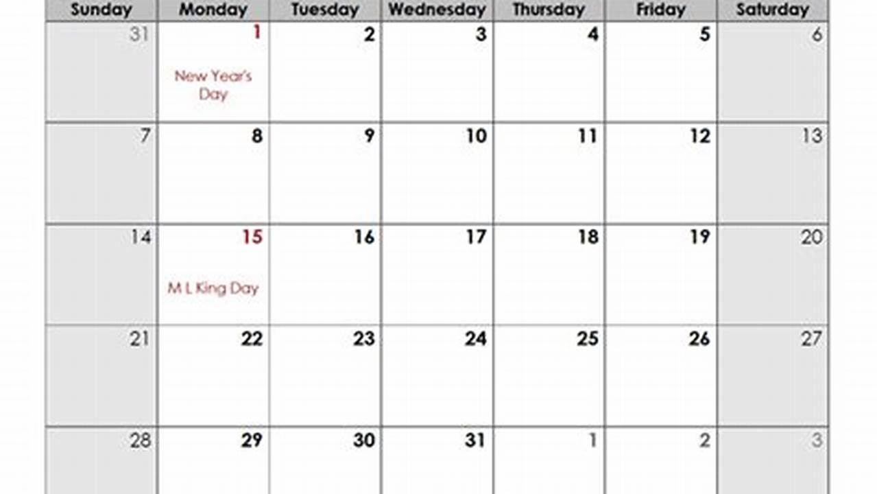 Calendar 2024 Monthly Word