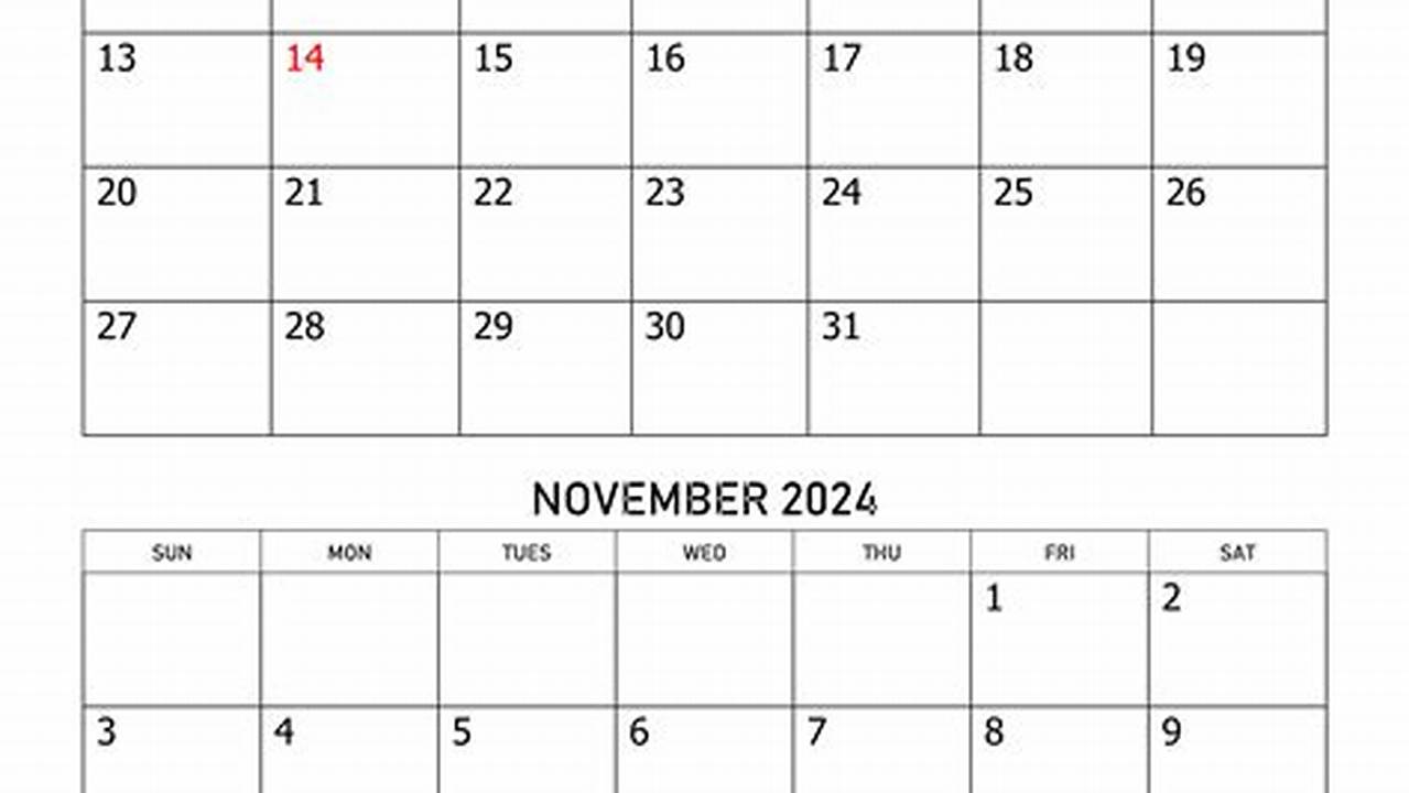 Calendar 2024 October November