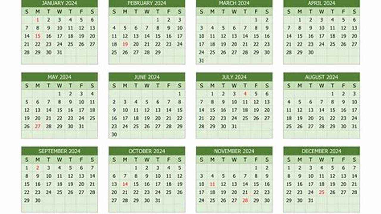 Calendar 2024 Printable Free Yearly