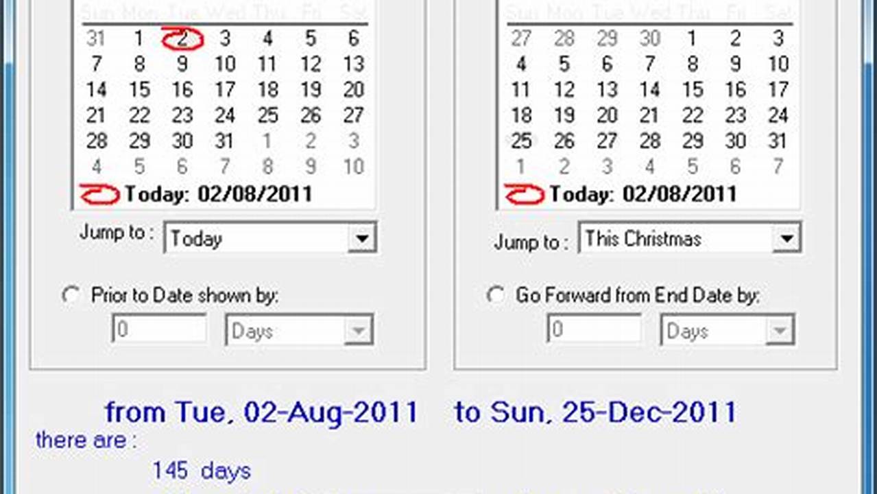 Calendar Calculator Between Dates Weeks
