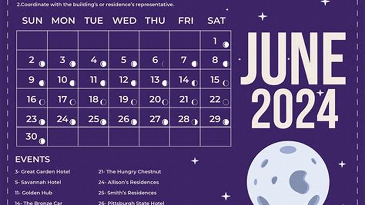Calendar For June 2024 With Moon Phases And