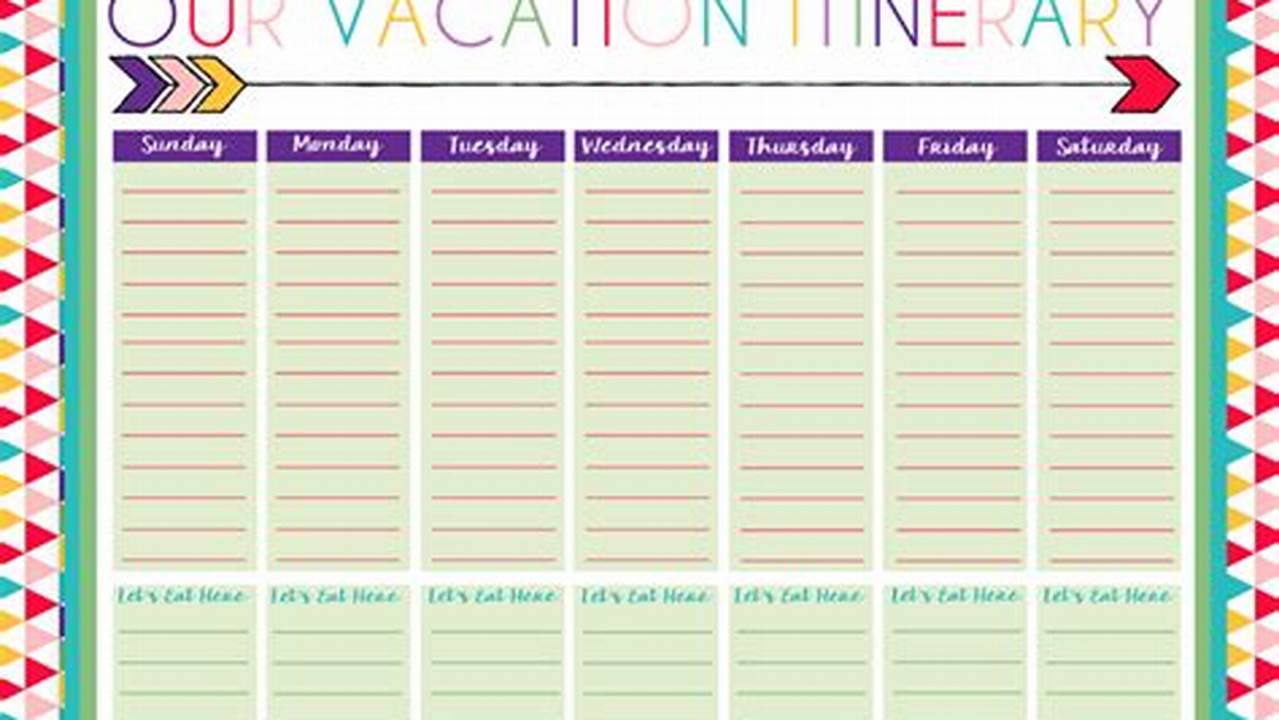 Calendar For Vacation Planning