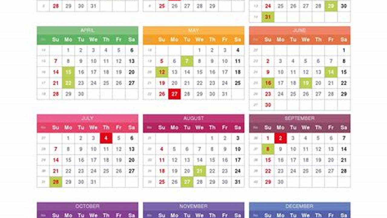 Calendar For Year 2024 (United States) Holidays And Observances, 2024