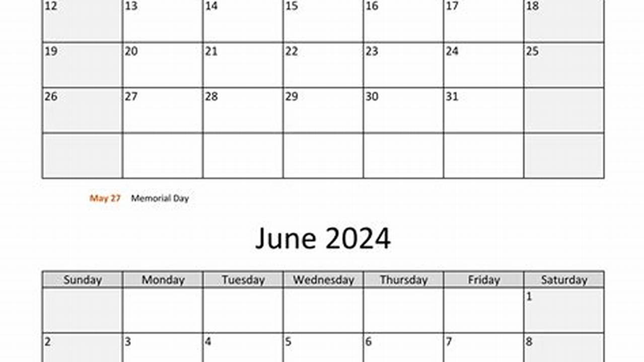 Calendar May June 2024