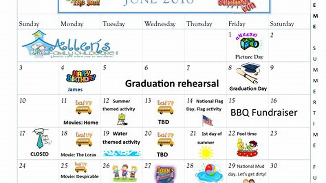 Calendar Of Events 2024 Childcare