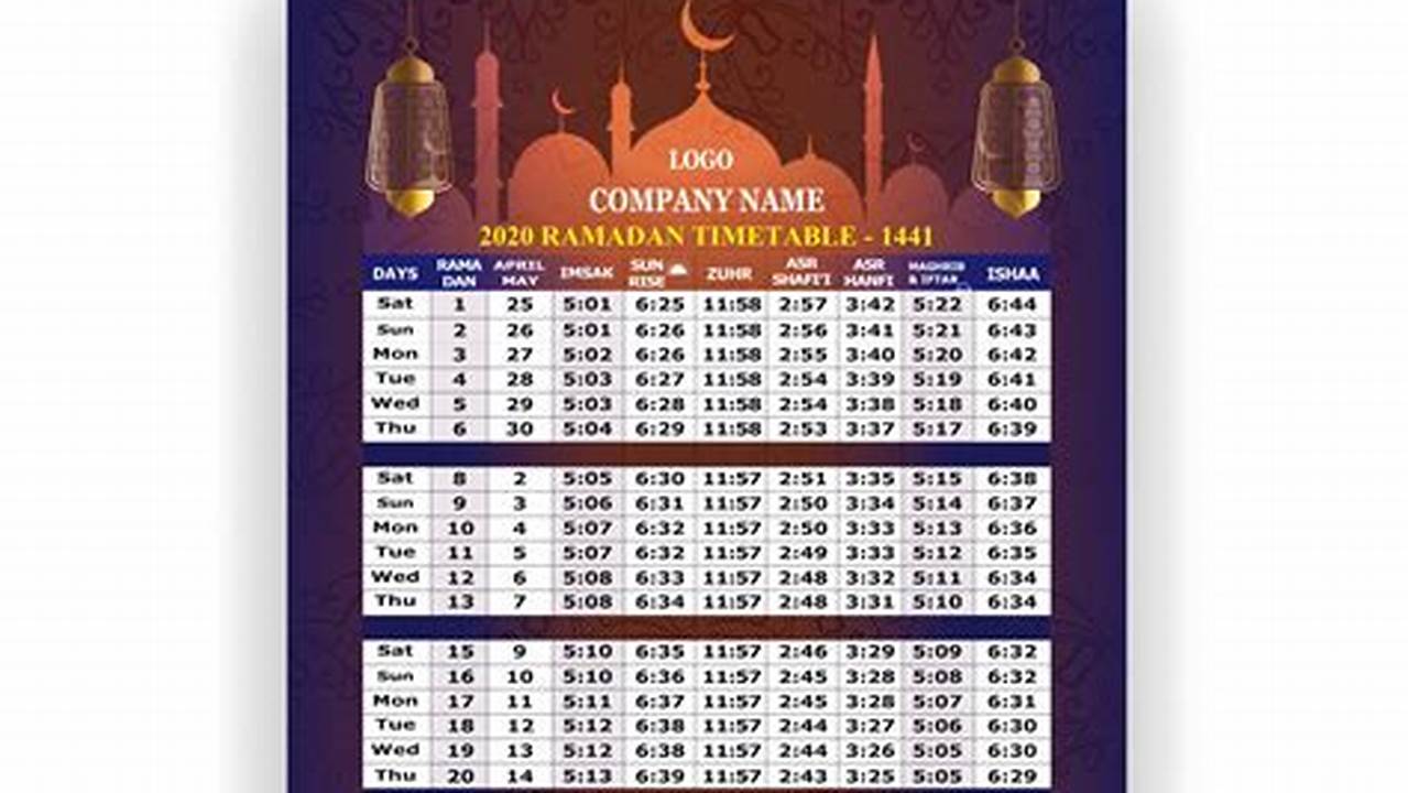 Calendar Of Ramadan 2024