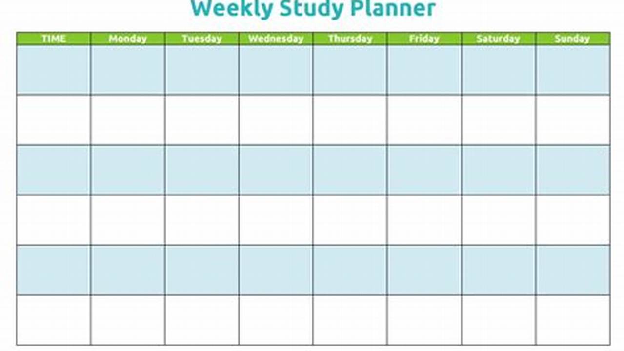 Calendar Study Plan Template