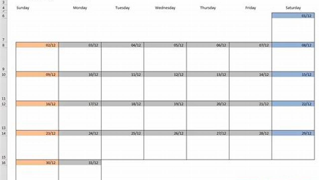 Calendar Template Free Editable Excel