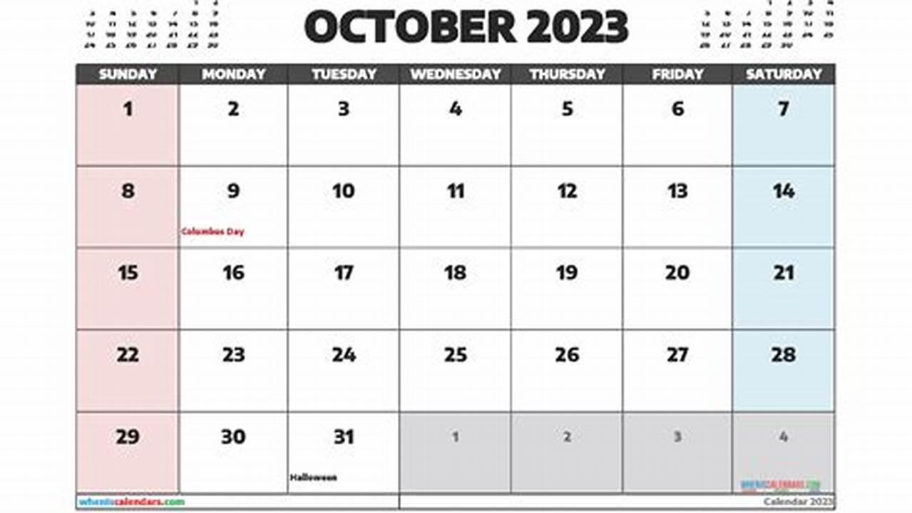 Calendar Template Free Editable October 2024