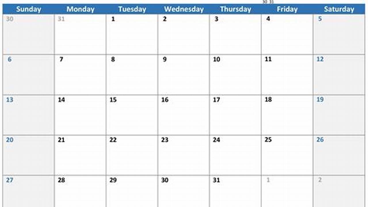 Calendar Template Microsoft Excel