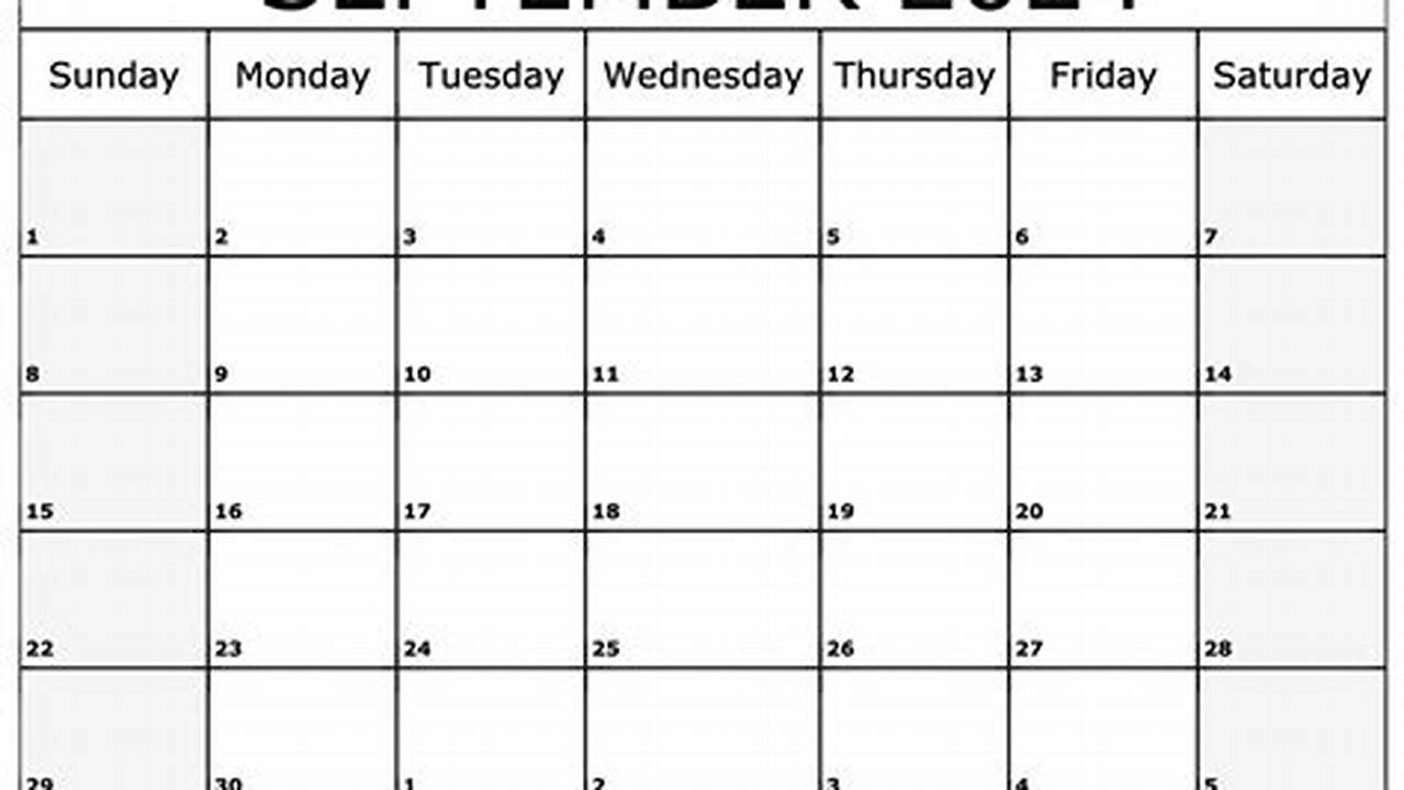 Calendar Template September 2024 Printable