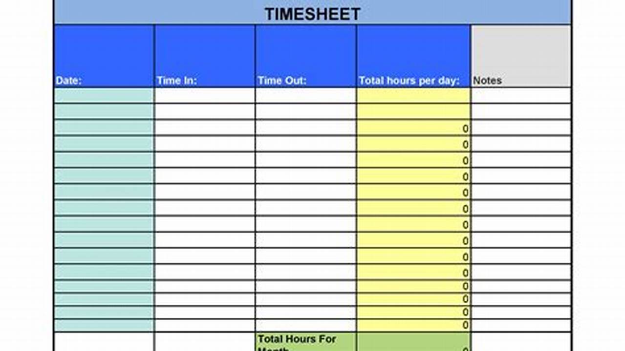 Calendar Timesheet Excel