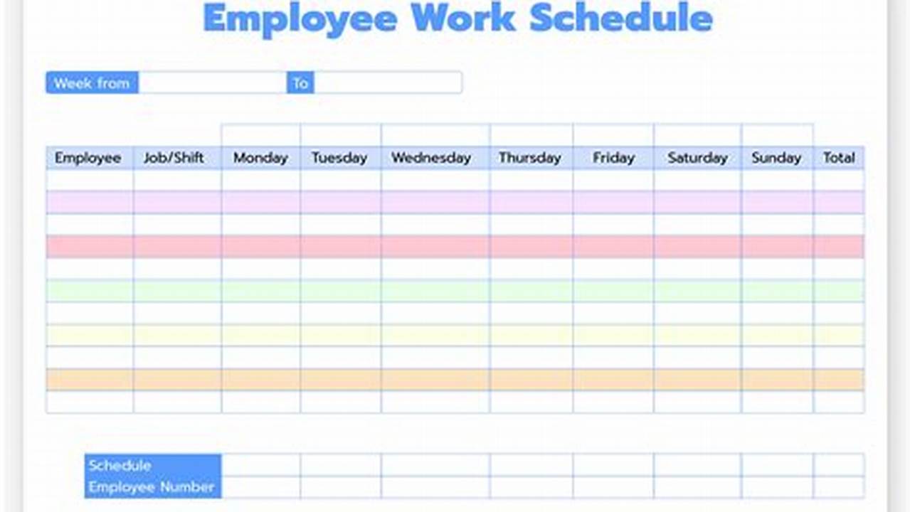 Calendar Work Schedule Template