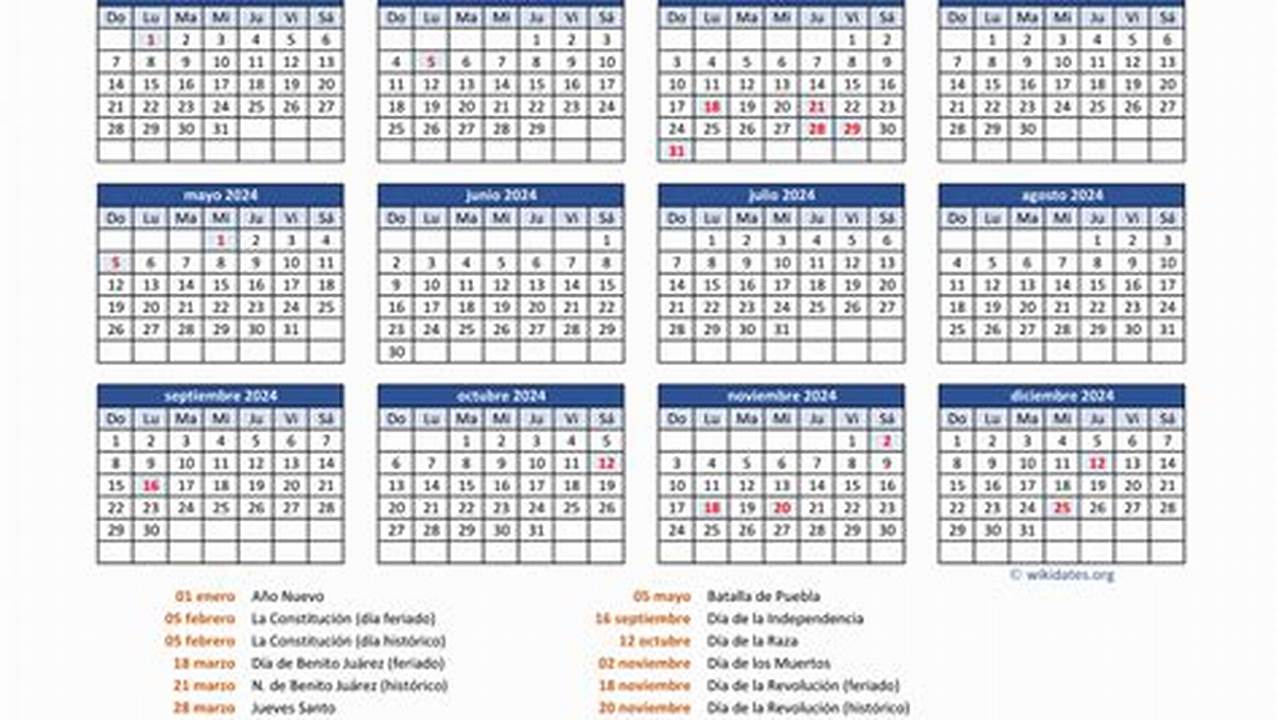 Calendario 2024 Dias Festivos
