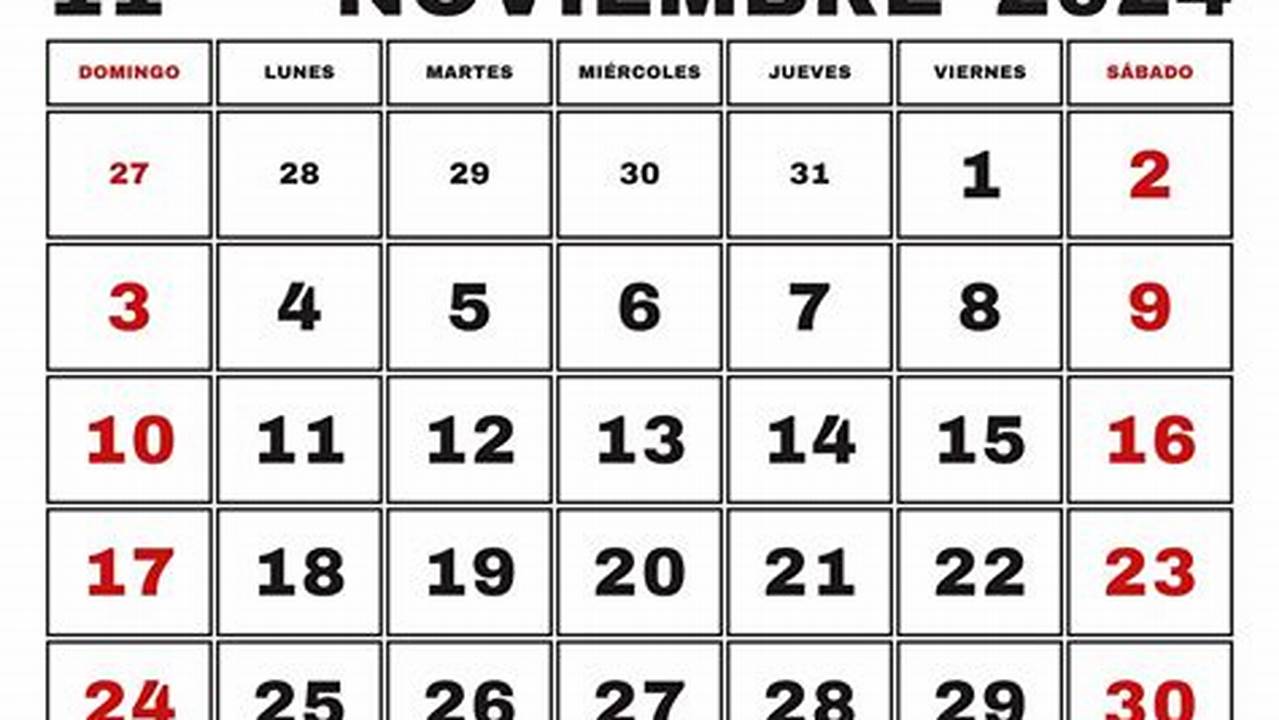 Calendario 2024 Noviembre Para Imprimir