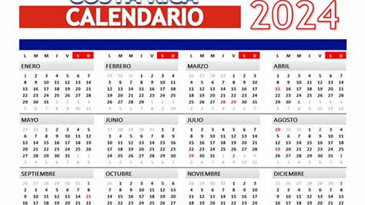 Calendario De Costa Rica Año 2024 Con Feriados., 2024