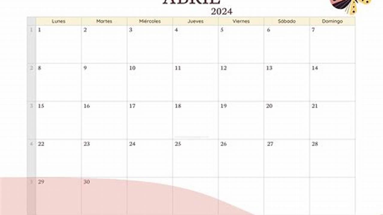 Calendario Del Mes De Abril 2024