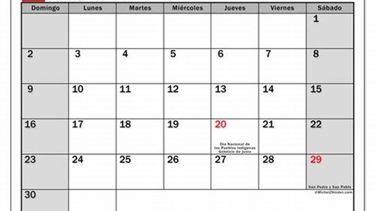 Calendario Junio 2024 En Chile