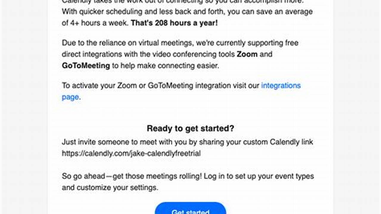 Calendly Welcome Message Examples