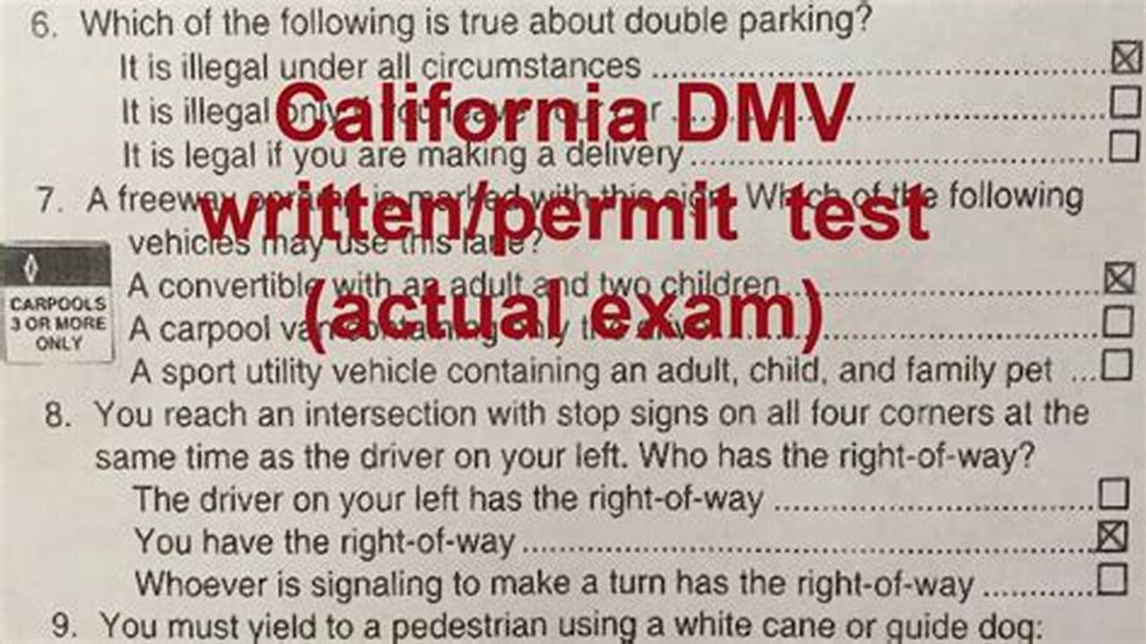 California Dmv Permit Test 2024 Quizlet