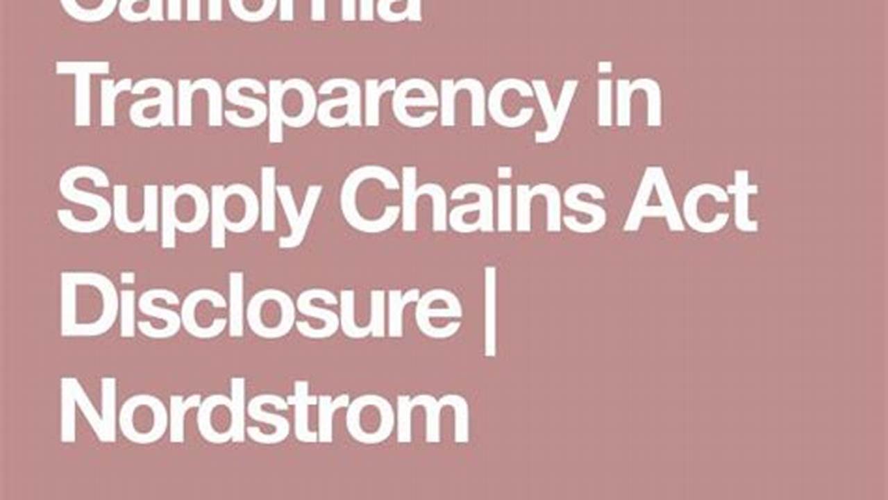 California Transparency In Supply Chain Act Disclosure, 2024