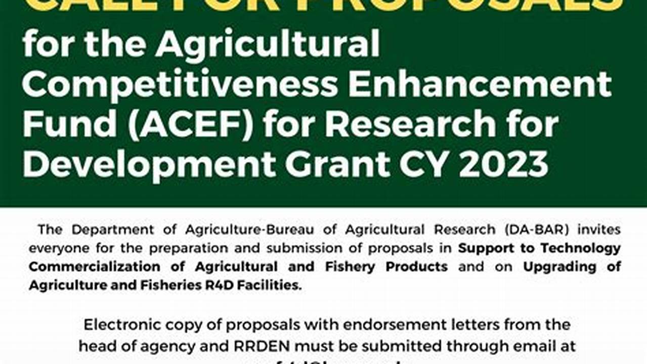 Call For Proposals In Agriculture., 2024